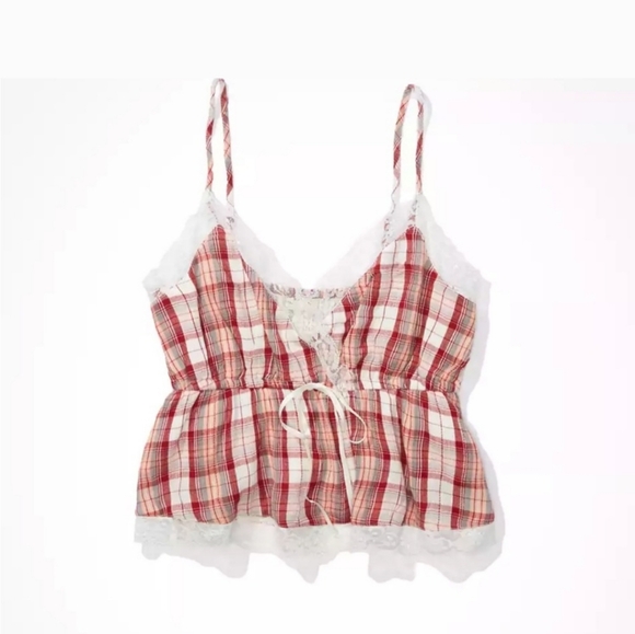 American Eagle Plaid Cropped Cami - Picture 3 of 9